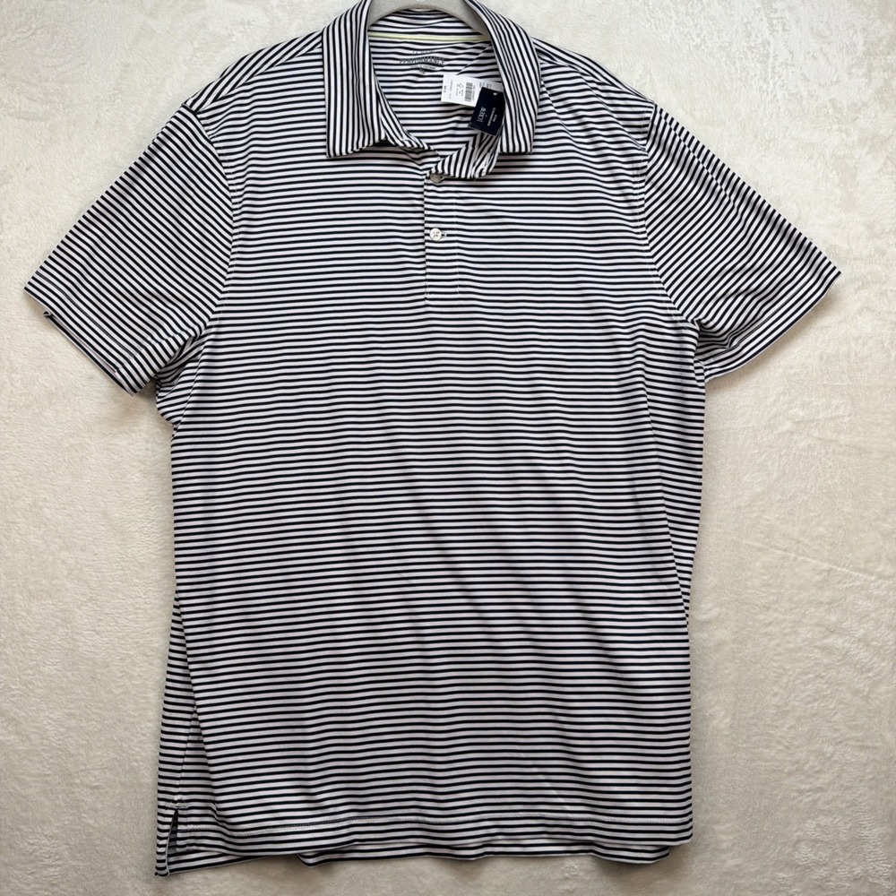 J.Crew Performance Polo Shirt Mens XL Striped Golf Tennis Stretch Athletic